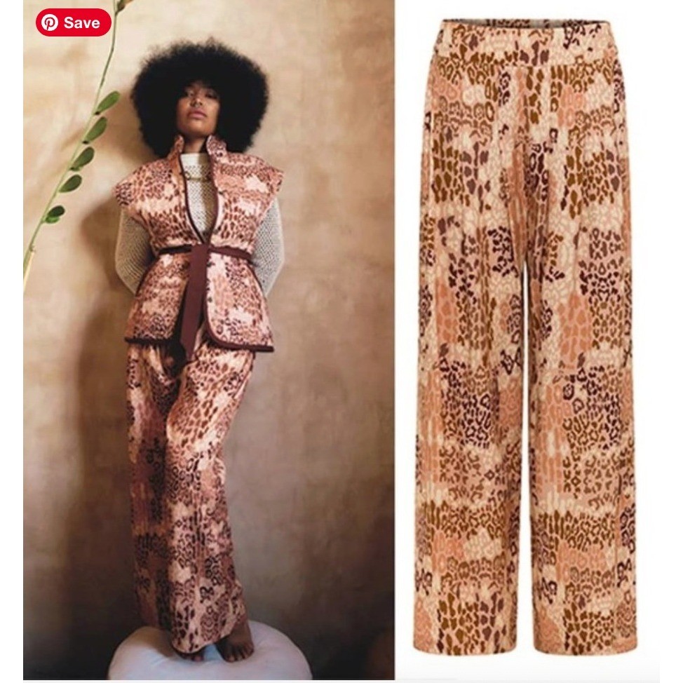 Carolina K Pink Leopard Wide Leg Palazzo Pants Size S Resort Flowy Boho Luxury