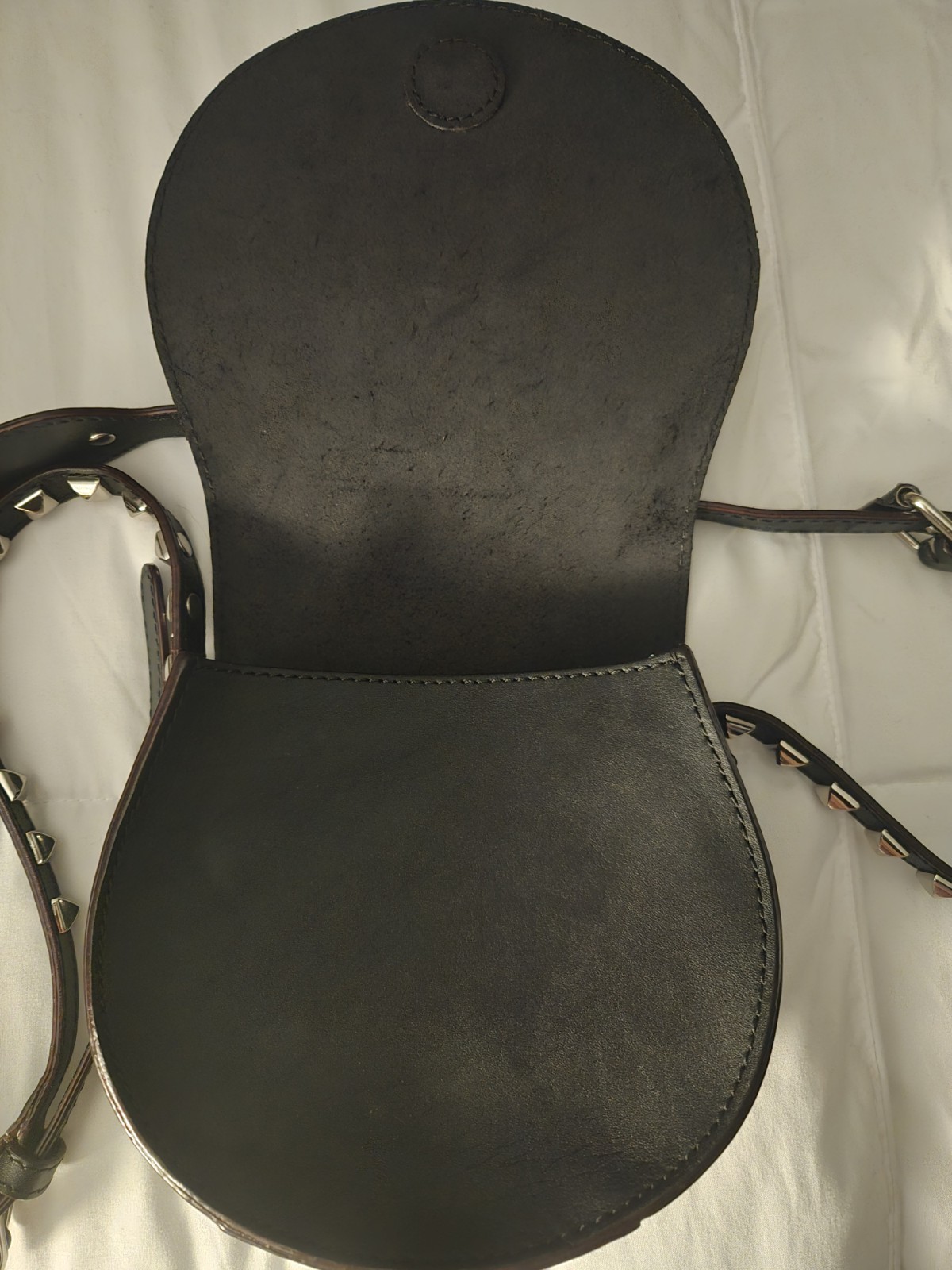 Rebecca Minkoff Black Leather Studded Mini Saddle Bag