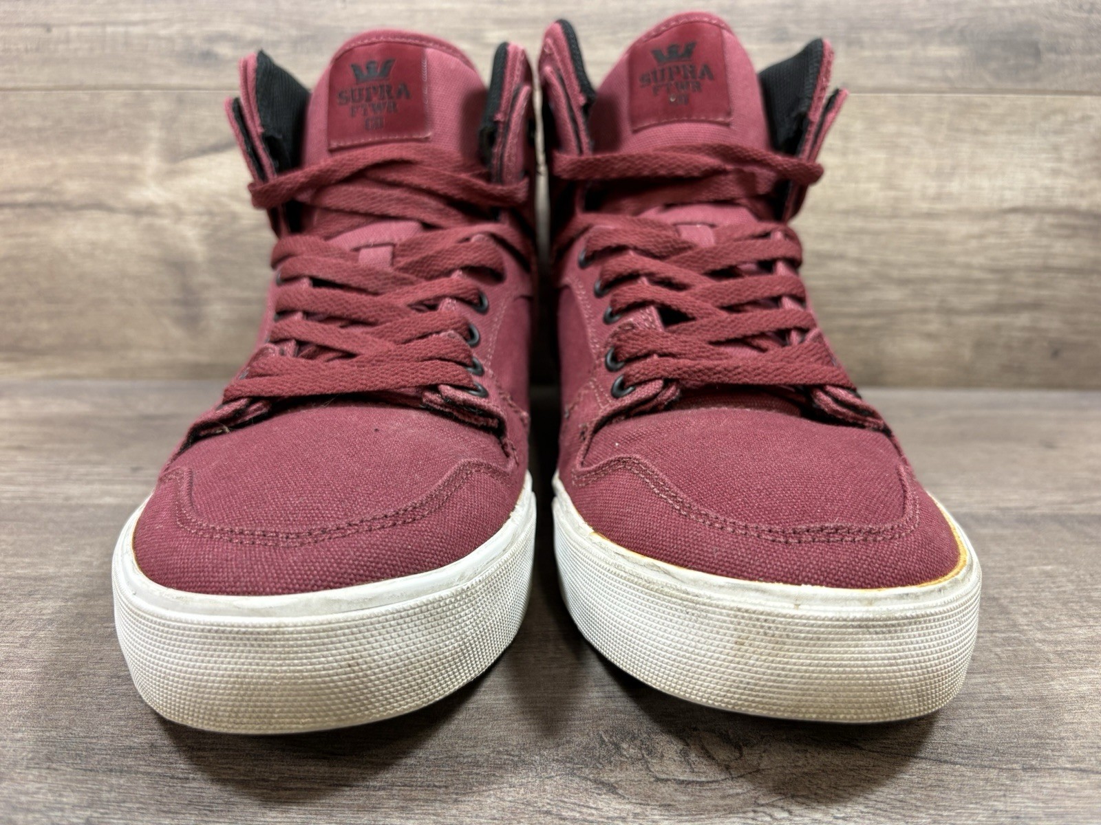 Supra Vaider Canvas Skate S28266 High Top Burgundy Mens Size 11.5 See Descr!