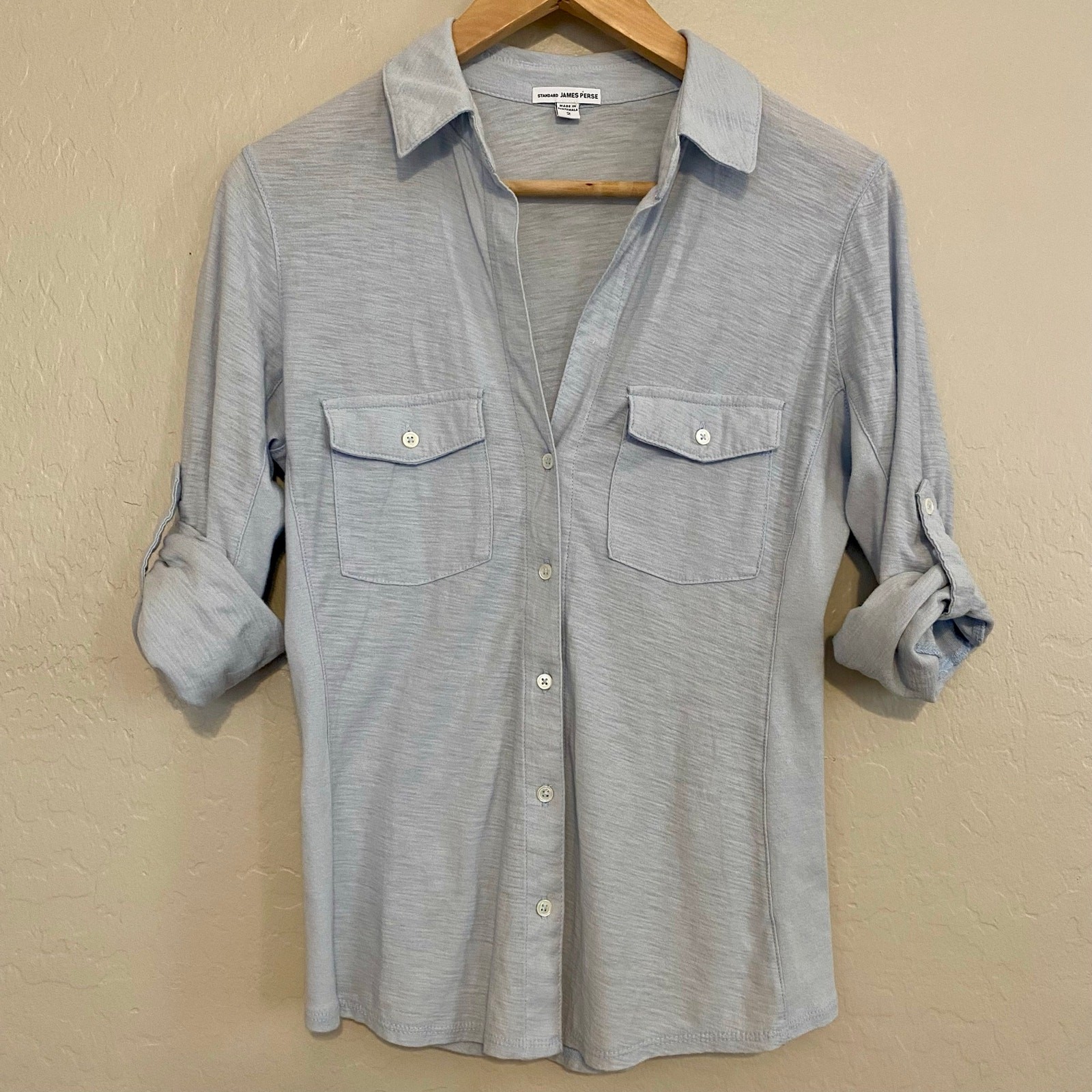 Standard James Perse Sheer Slub Side Panel Shirt Womens Size 2 Medium
