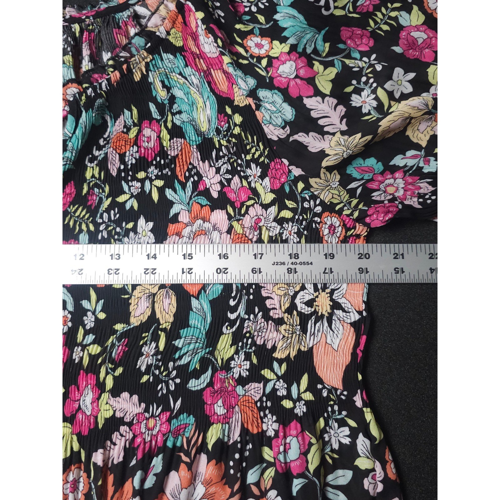 Ninety Clothing Co Boho Peasant Whimsygoth Floral Tunic Blouse Pleated Top M