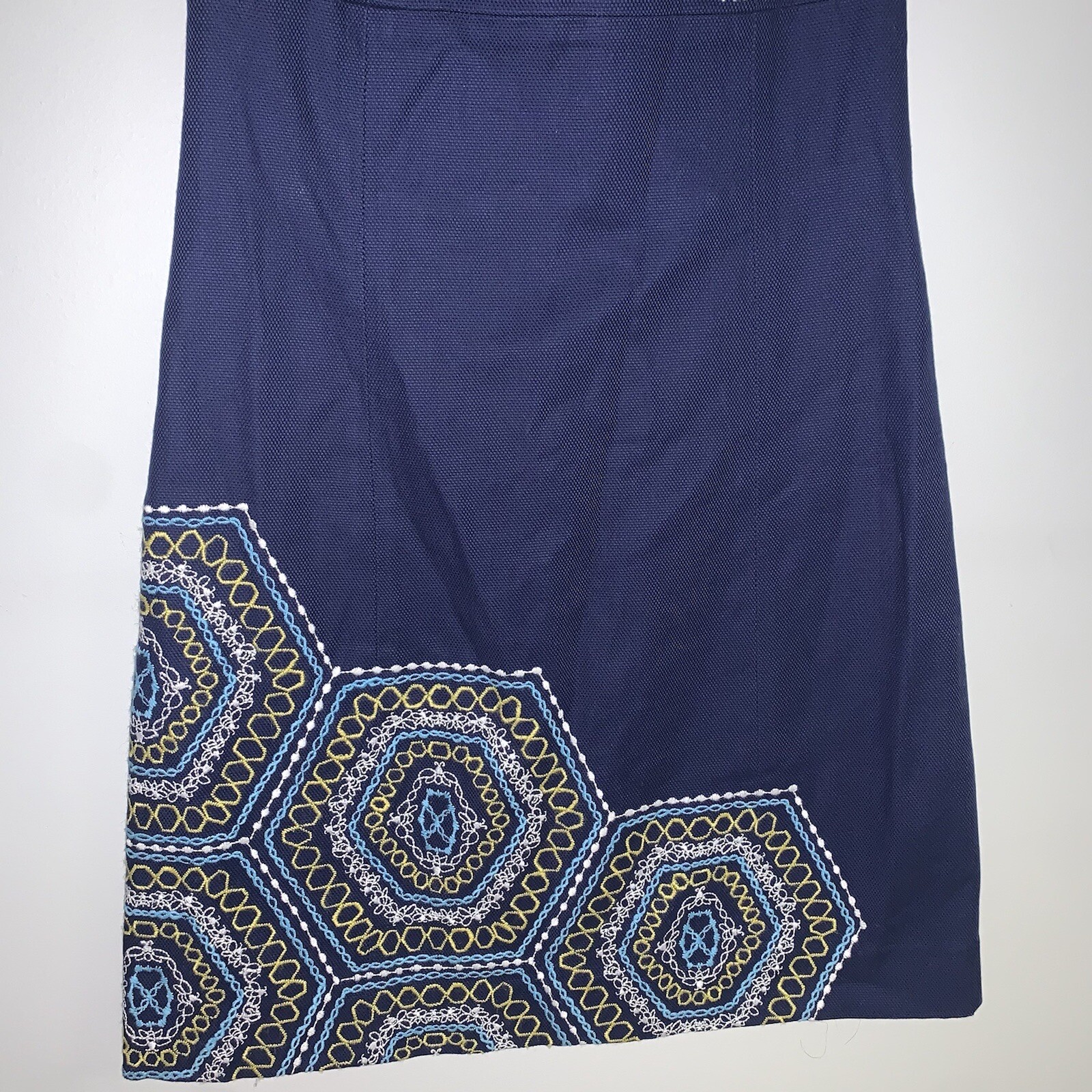Lilly Pulitzer Honeycomb Home Bowen Strapless Dress Embroidered Navy Blue Size 0