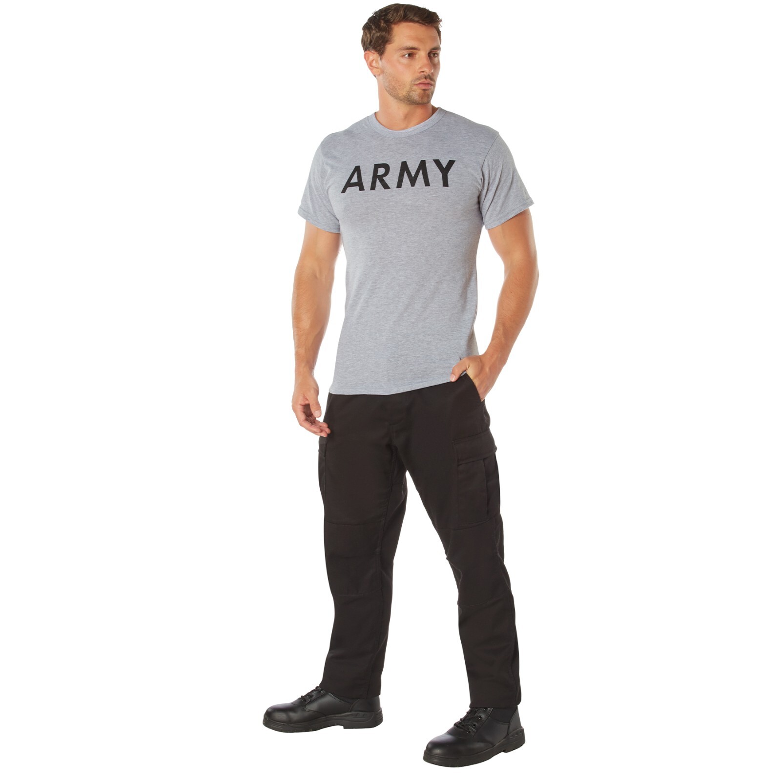 Grey Army T-Shirt Military PT Gym Undershirt Gray P/T Tee