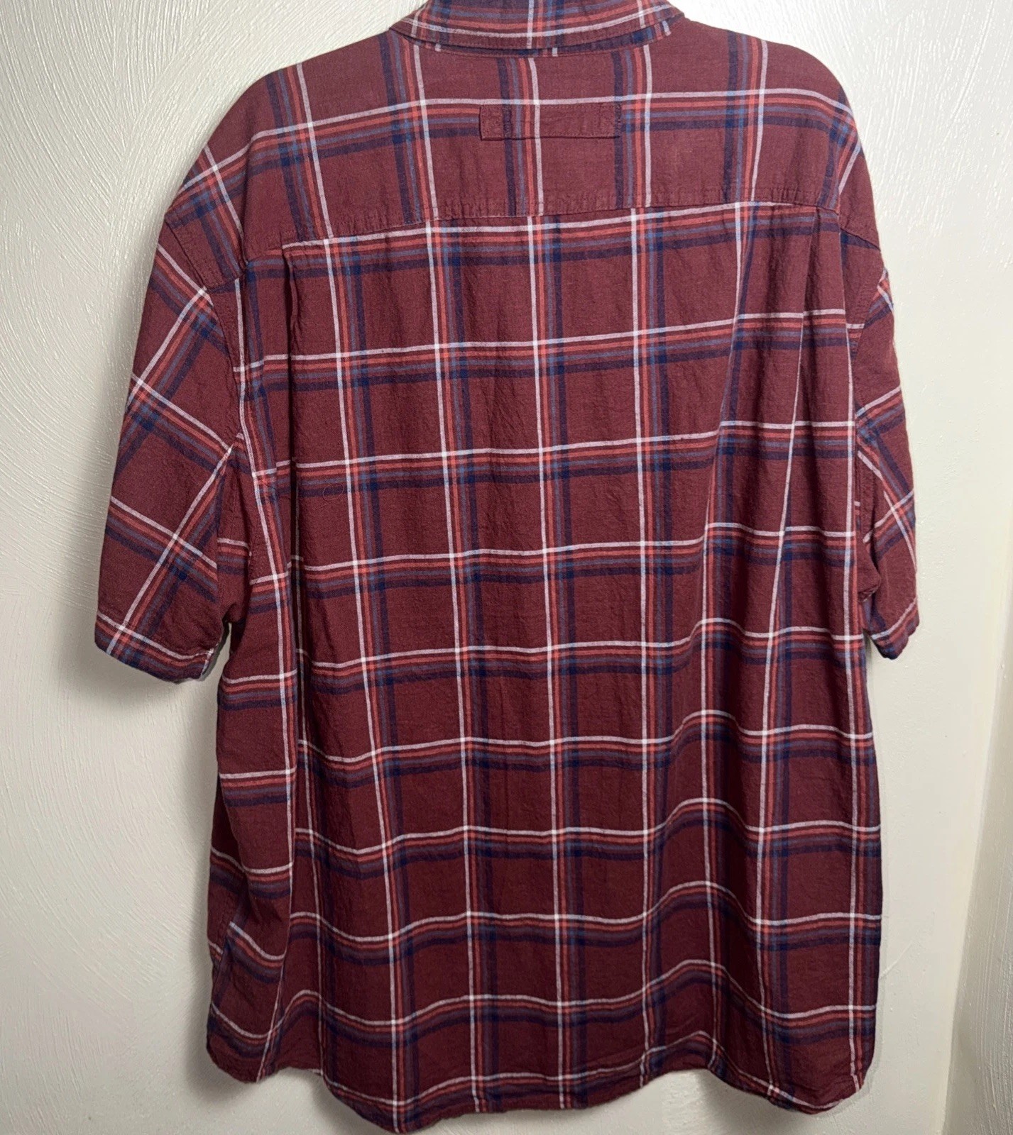 Duluth Trading Co Shirt Hemp Blend 2XL Maroon Plaid Button Down Casual Workwear
