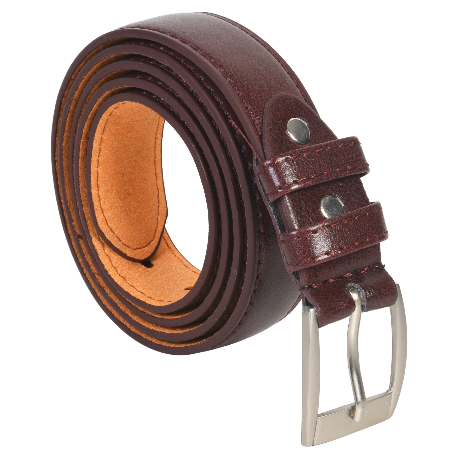 Leatherboss Genuine Leather Men Casual Dress Belt w/ Buckle, Brown