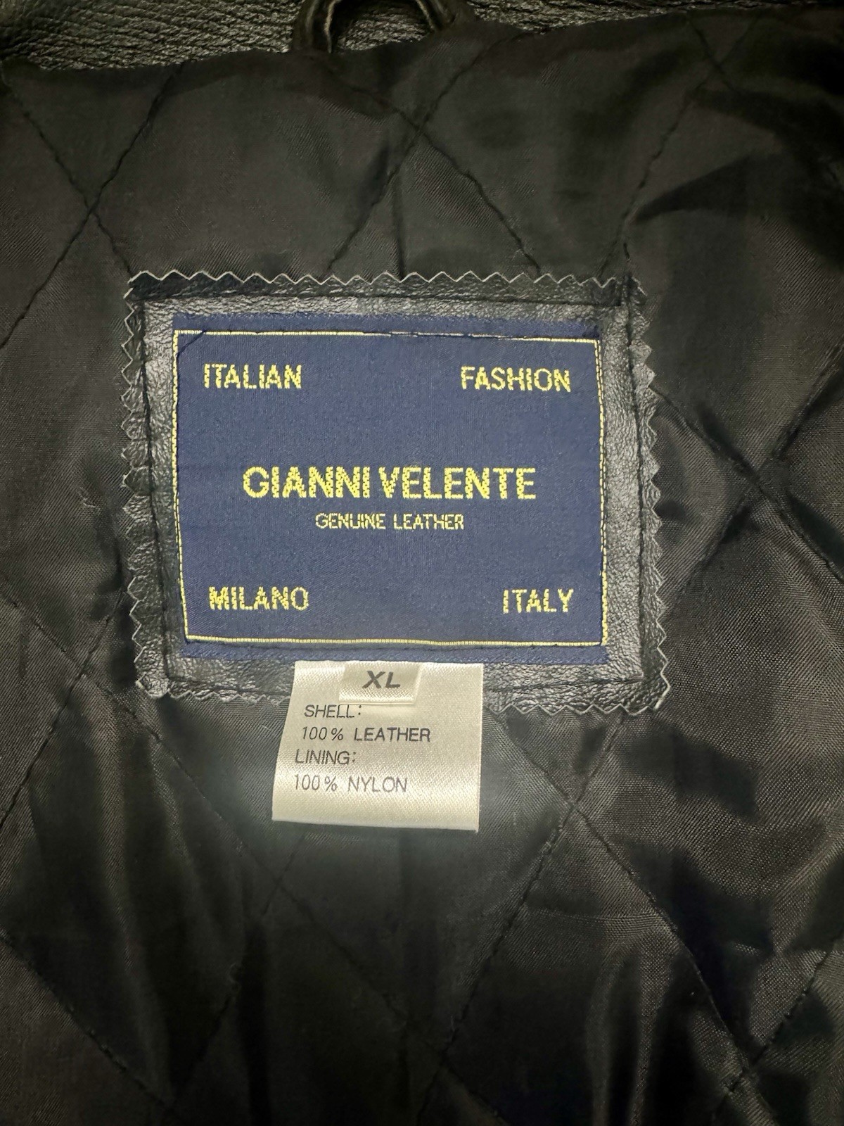 Gianni Velente Milano Black Genuine Leather Italian Button Biker Jacket Men’s XL