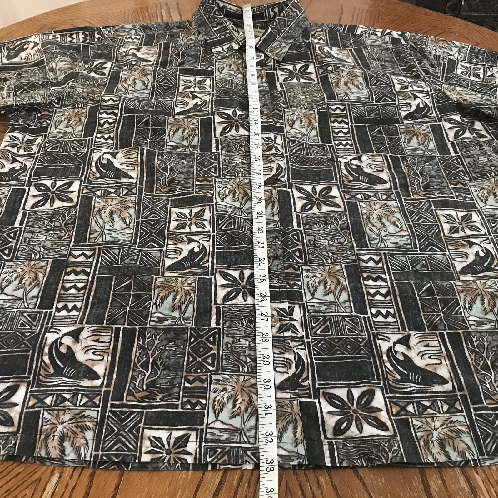Cooke Street Honolulu Shirt Men’s XXL Black Grey Brown Reverse Palm Hawaiian