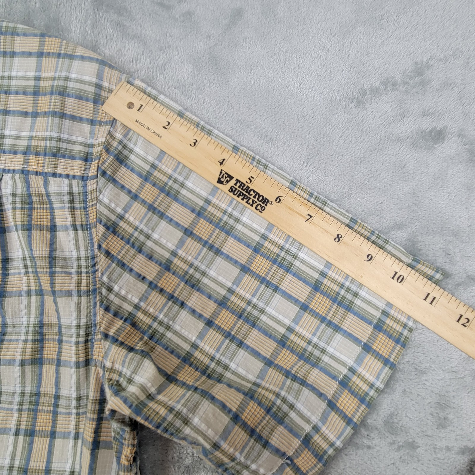 Royal Robbins Short-sleeve Blue, Yellow, Beige Plaid Button-up Shirt Mens LG