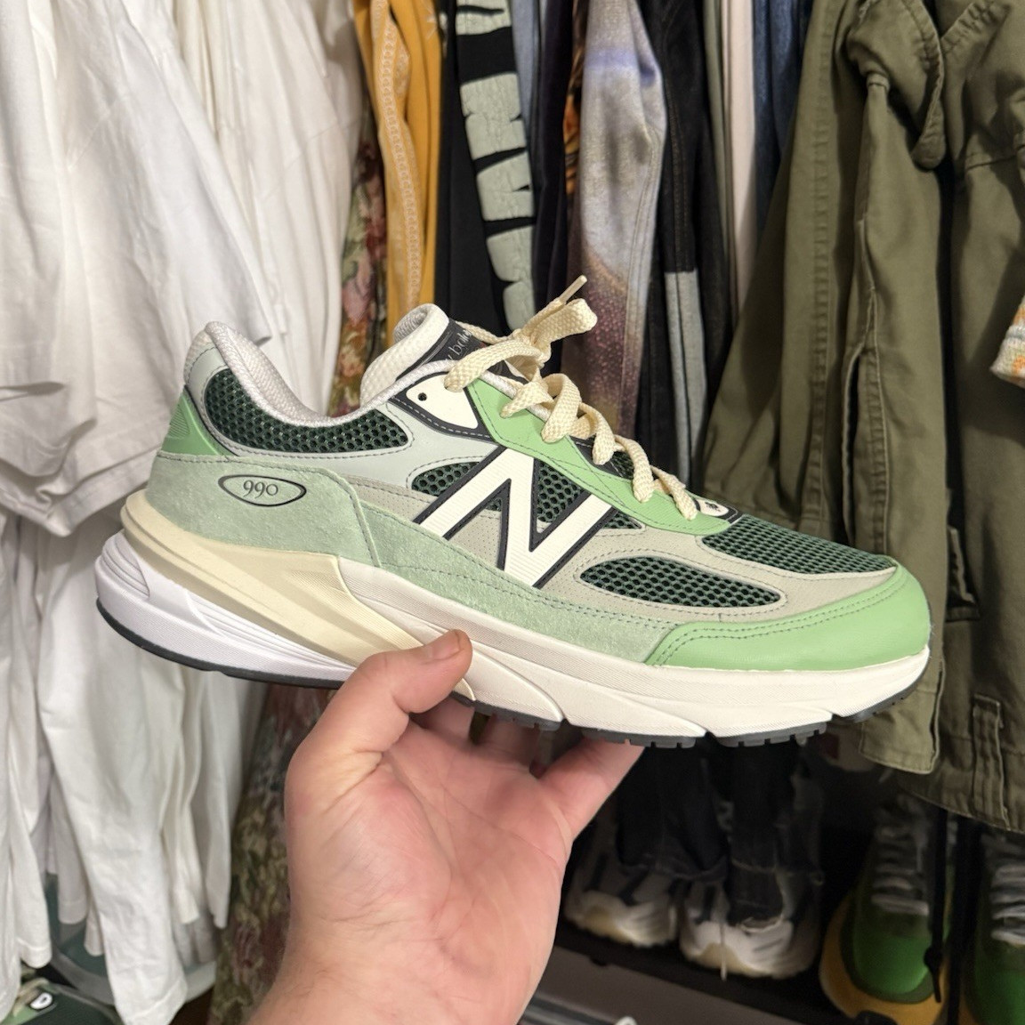 New Balance 990v6 x Teddy Santis made in the USA avocado natural mint