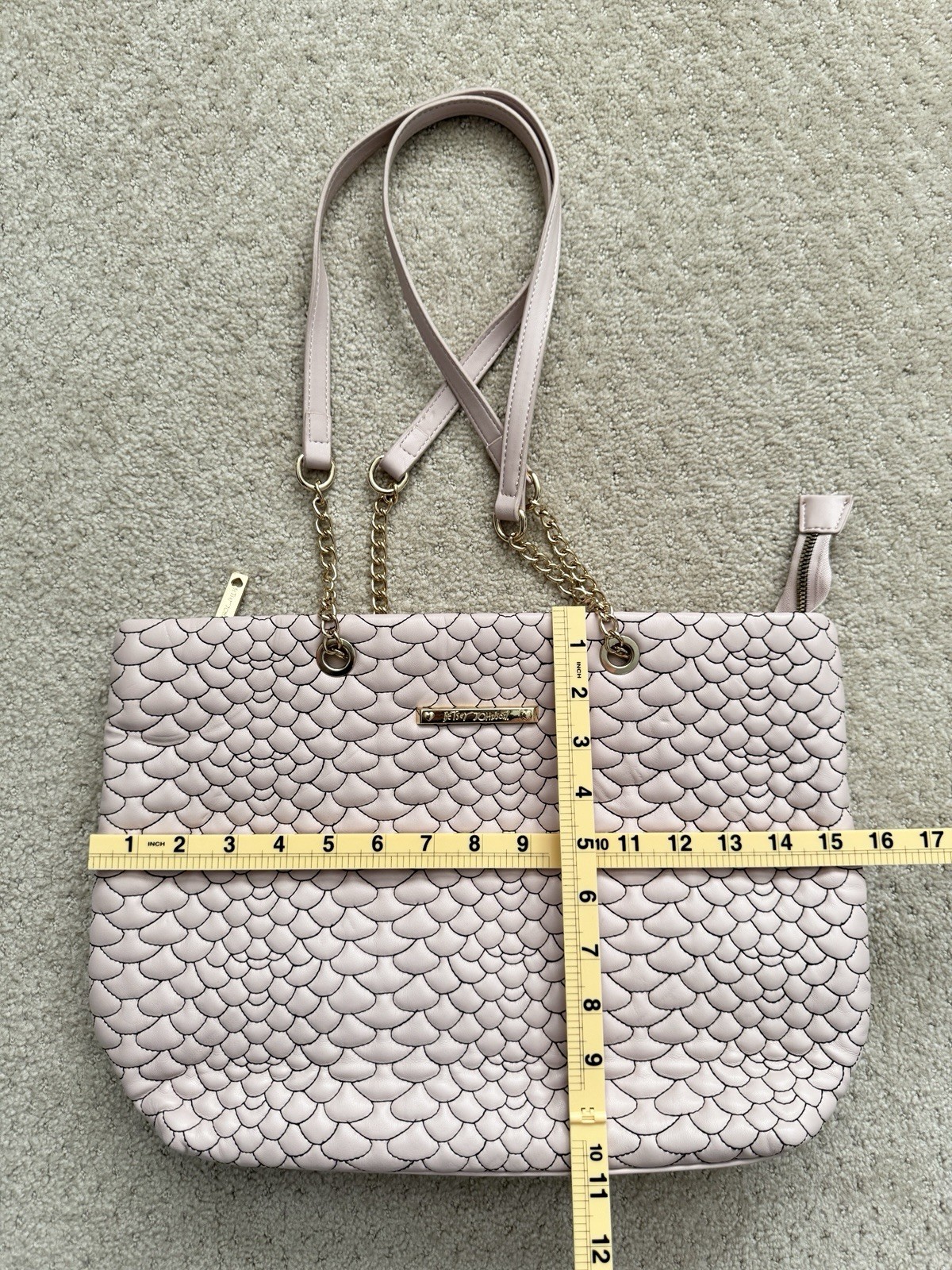 BETSEY JOHNSON XO Lisa Blush Pink Quilted Shopper Gold Chain Tote Handbag (NWT)