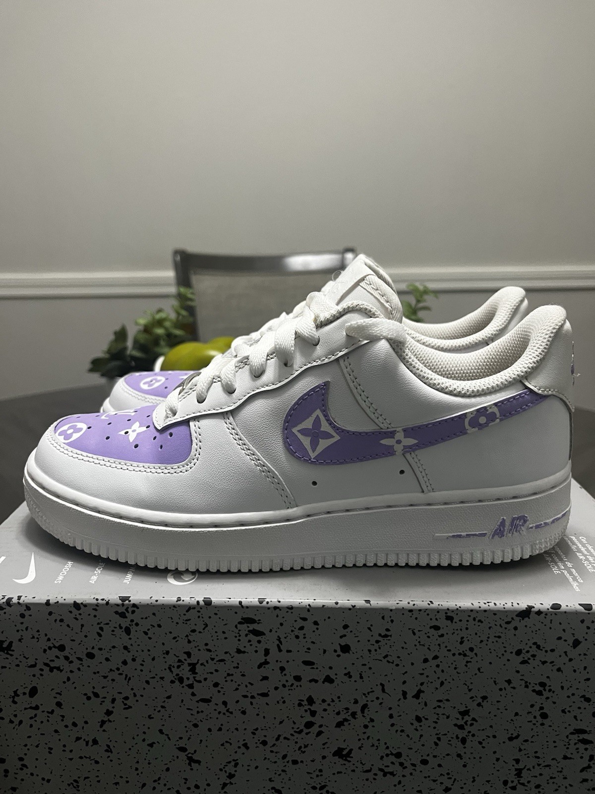 Nike Air Force 1 AF Custom Make Lilac Purple and White Size 7Y