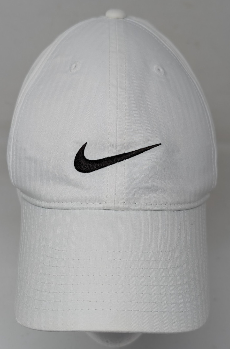 NIKE LEGACY91 DRI-FIT Hat White Black Swoosh Logo Strapback Adjustable Cap Golf
