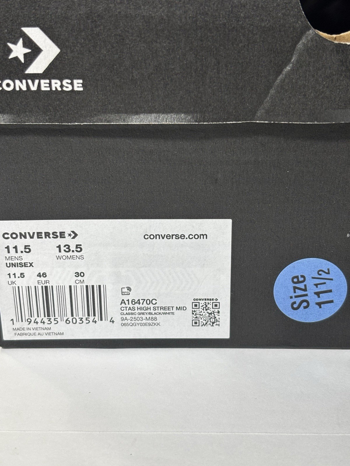CONVERSE Chuck Taylor All Star High Street Mid A16470C Sz: Men’s 11.5 WMs 13.5
