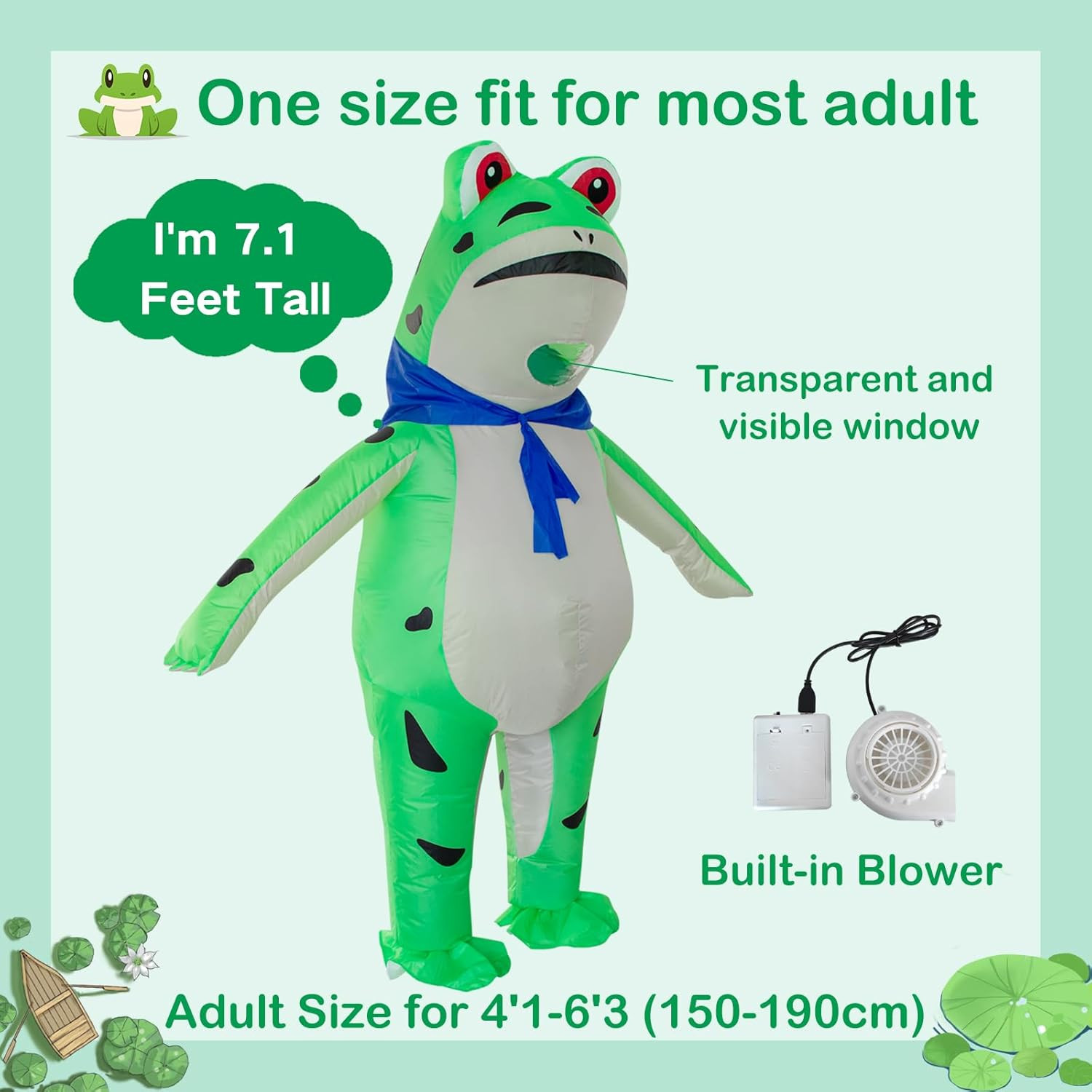 Inflatable Costume Adult Frog Halloween Cute Animal Costumes Funny Blow up Suit