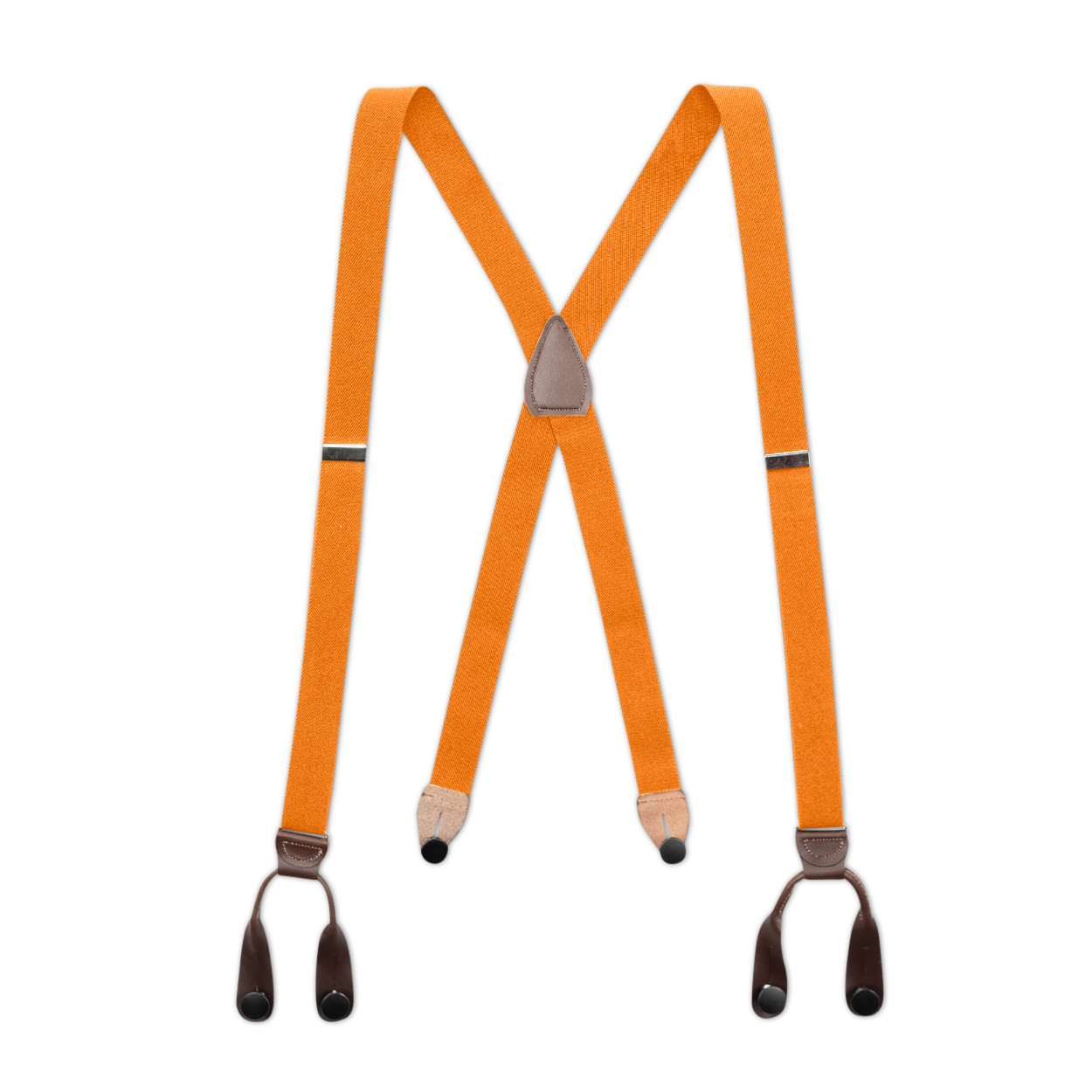 Men’s Suspenders – Button-On with Leather Ears and Goldtone Metal, USA Made