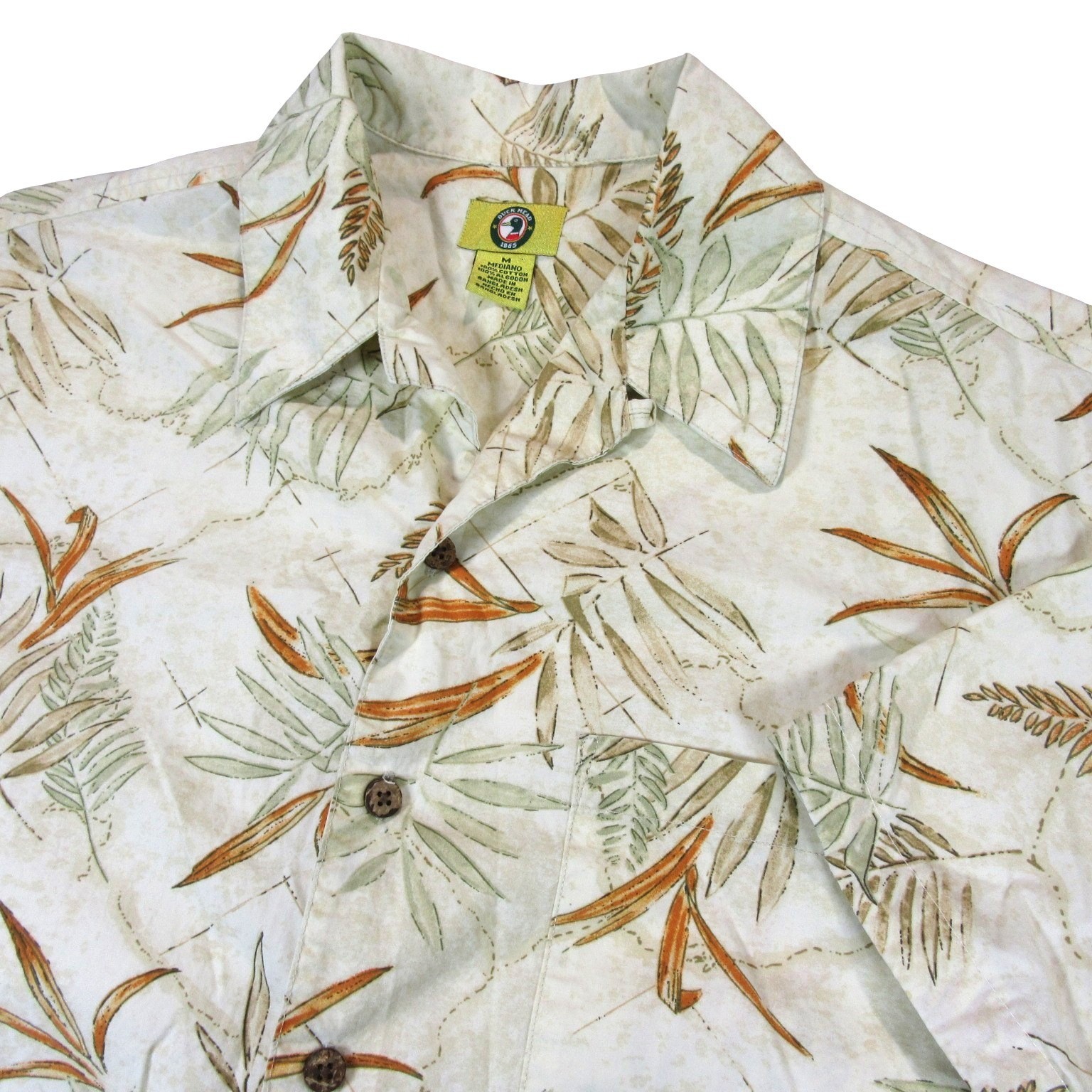 Duck Head Mens Vintage Camp Shirt M Multicolored Floral Loop Collar 100% Cotton