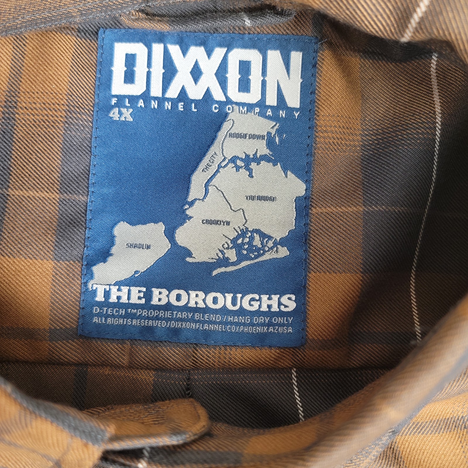 New With Tags Dixxon Flannel Boroughs Shirt 4XL Brown Gray Plaid Button Up XXXXL
