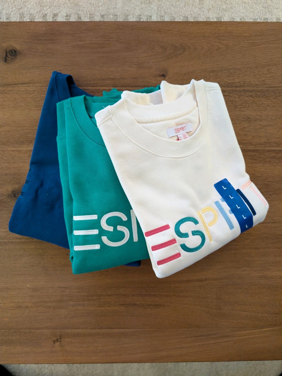 NWT ESPRIT Women’s Fleece Logo Crewneck Sweatshirt Blue S Small Costco