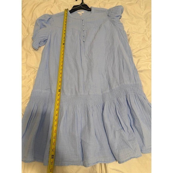 Women’s Cotton Double Cloth Mini Dress with Drop Waist, Size XL boho preppy chic