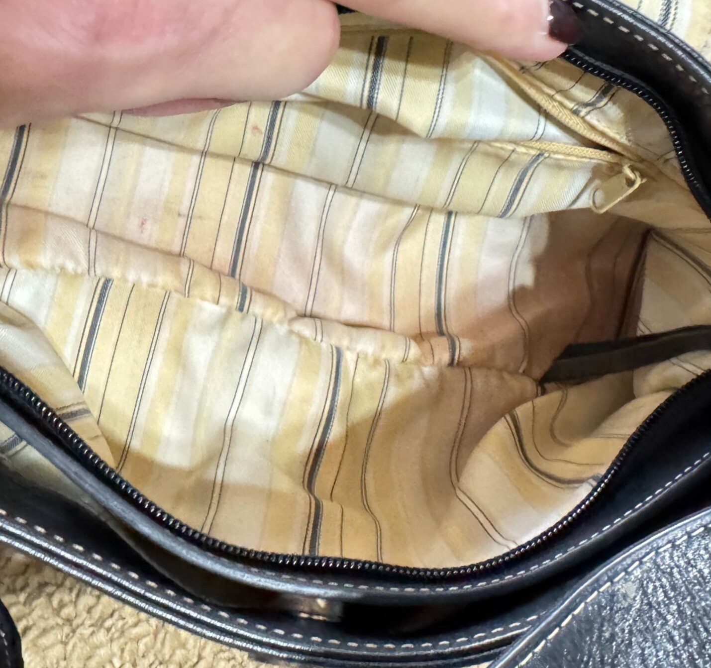 Pendleton Genuine Leather Purse Black Embossed Logo Shoulder Bag Tote 6″x11.5″