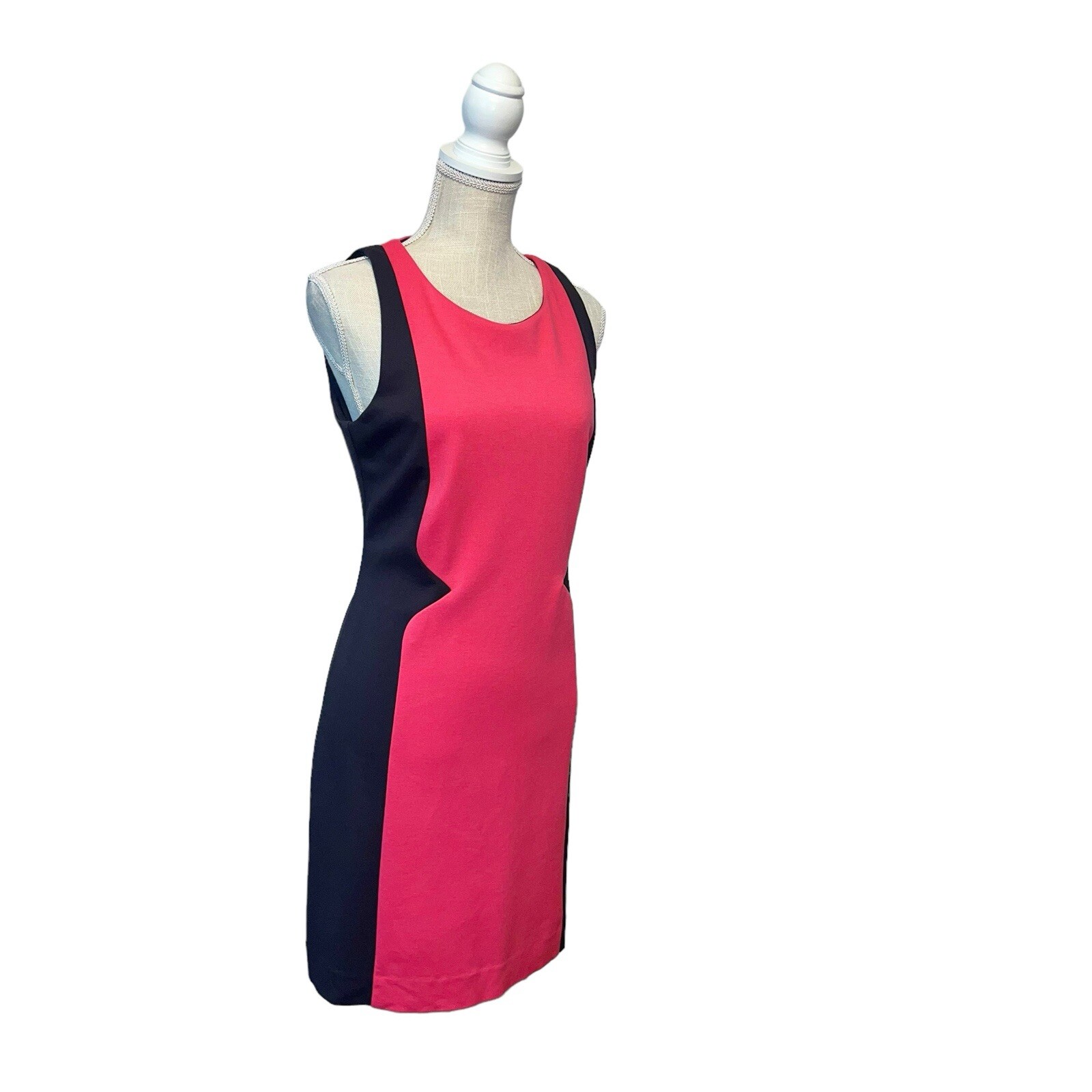 Britt Ryan Sheeth Dress Pink Gray Sleeveless Womans Sz 4 Body Contour Ponte Knit