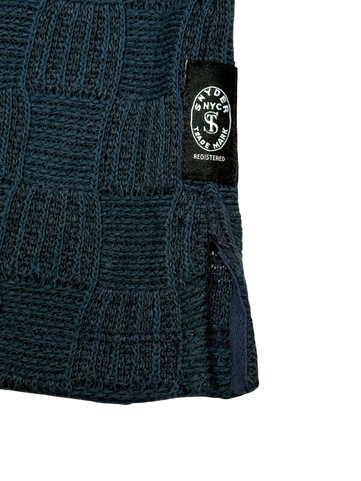Todd Snyder Sweater Polo Sz M Cotton Blend Midnight Blue Basketweave New