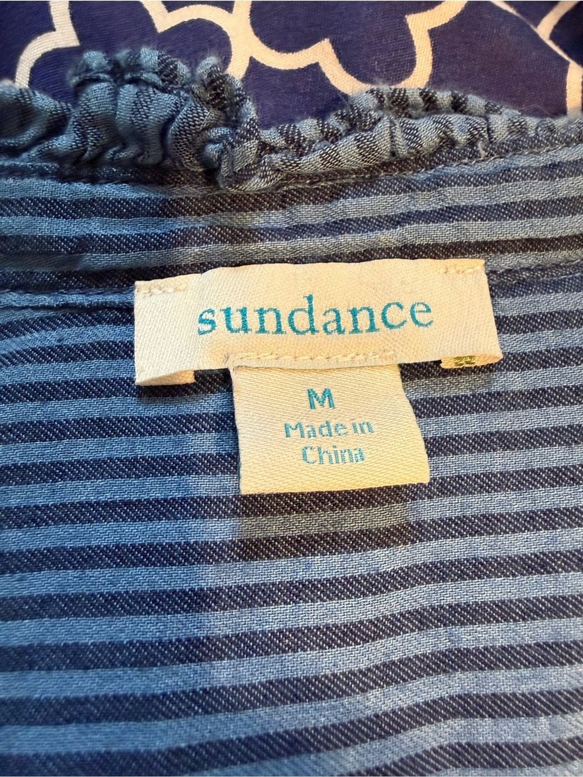 Sundance Navy and Light Blue 100% Cotton Striped Top