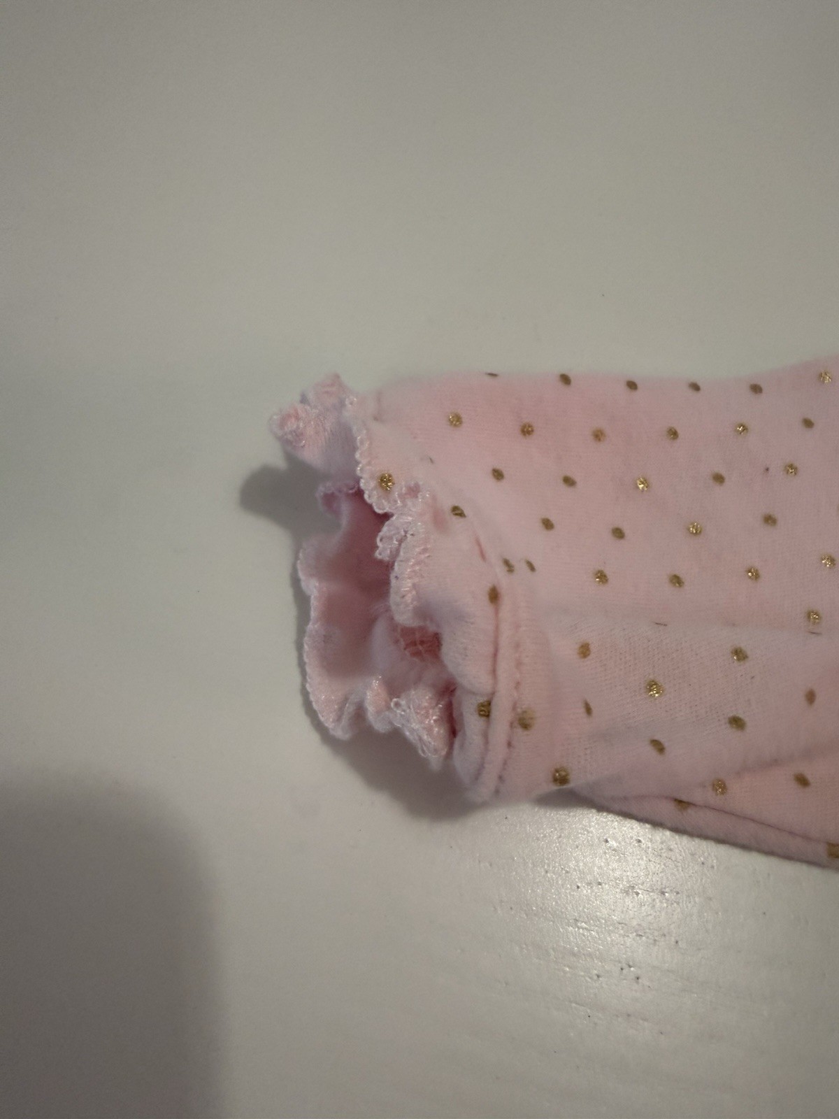 Little Me Girls 3M Pink/Gold Polka Dot Footed Sleeper Cotton Snap Bow Ruffle