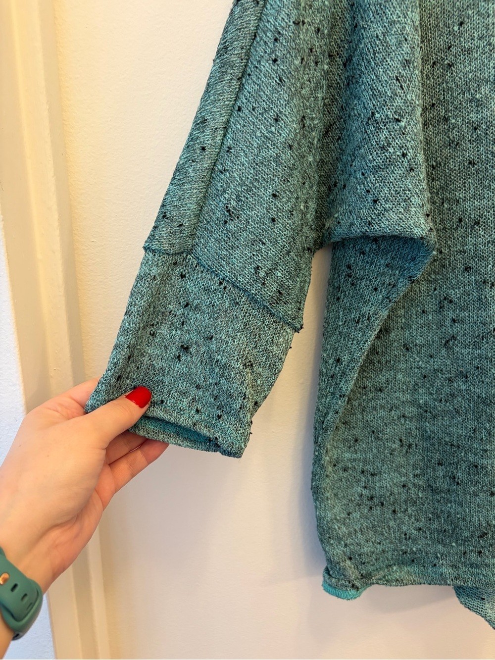 Alfani Lightweight Knit Sweater Shirt Blue Teal Speckled Relaxed Fit Size Large