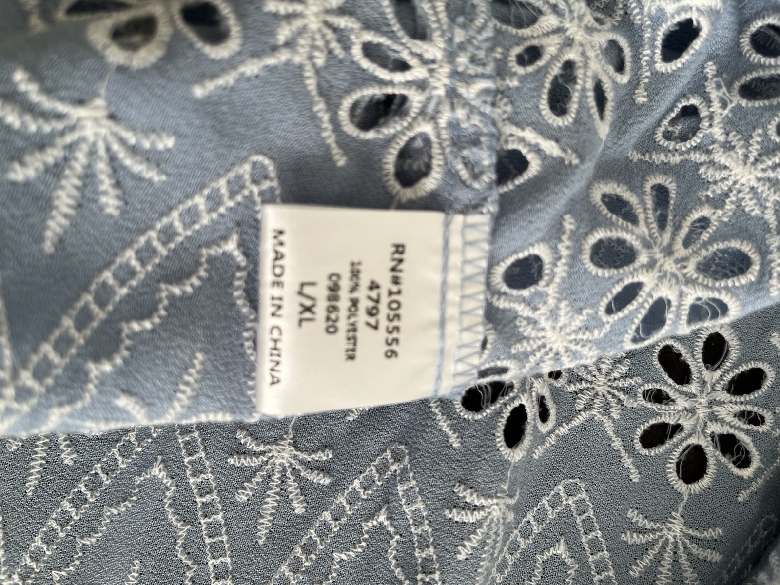 Time For Me Blue Eyelet Kimono Jacket/coverup/robe Size L/XL