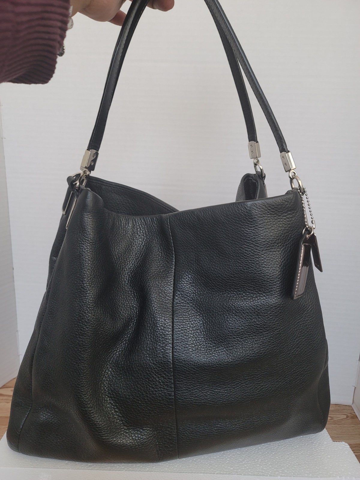 Coach Madison Phoebe Black Leather Shoulder Hand Bag Purse Medium