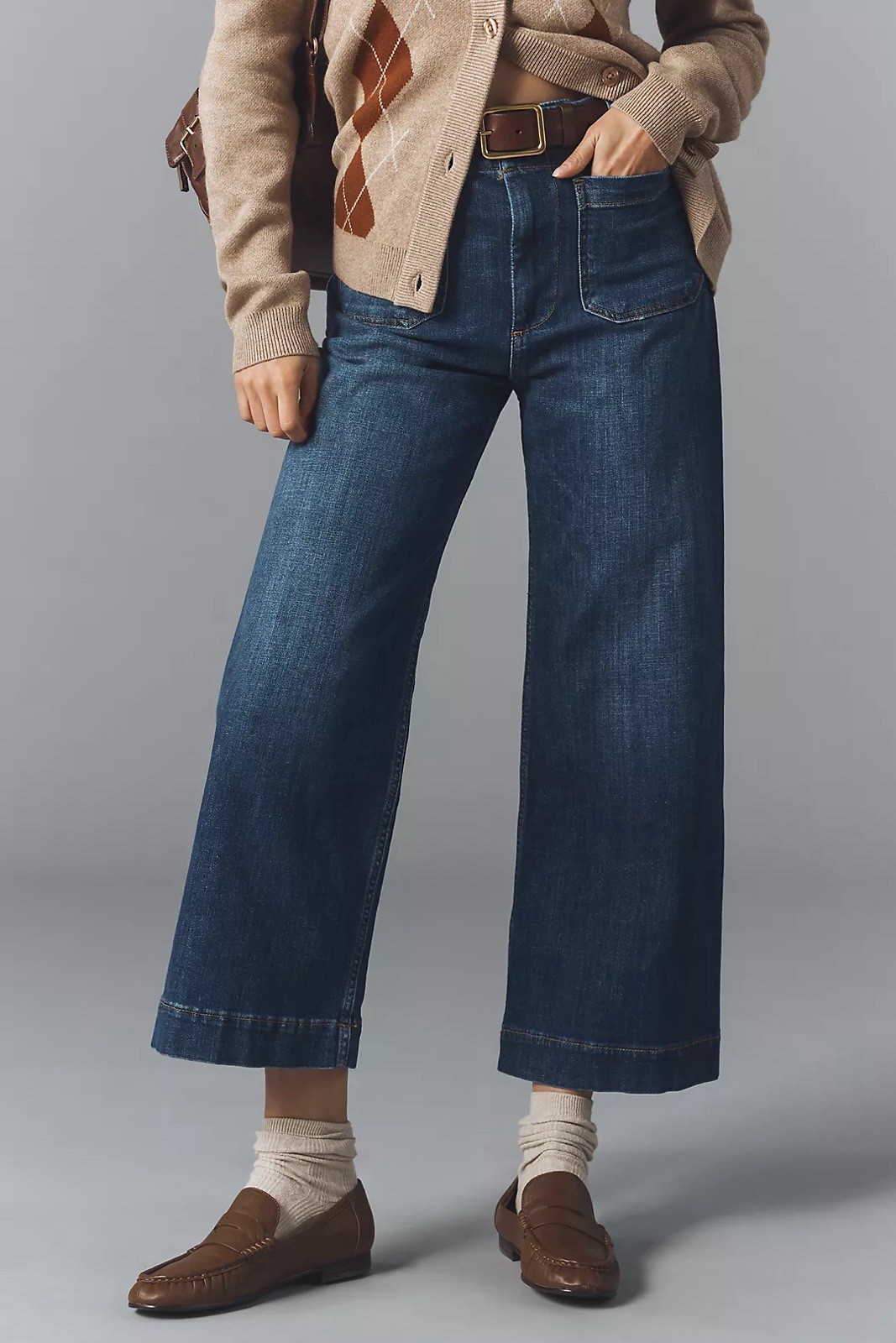 Anthropologie The Colette Crop High-Rise Wide-Leg Jeans by Maeve 27 MSRP $138