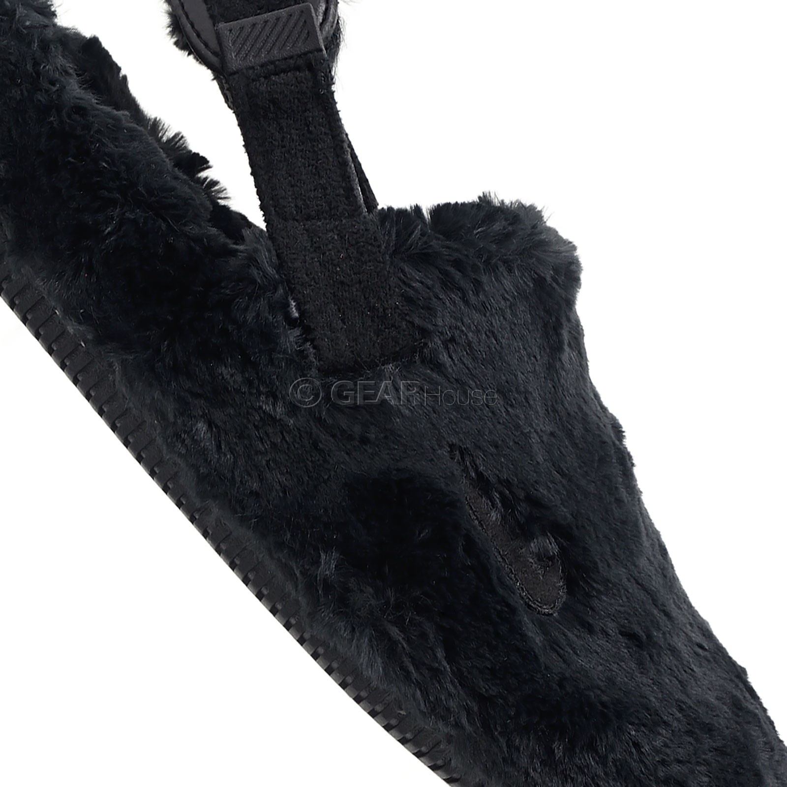 Nike Calm Womens Fuzzy Mules Slipper Sandals Faux Fur Black, Pick Size