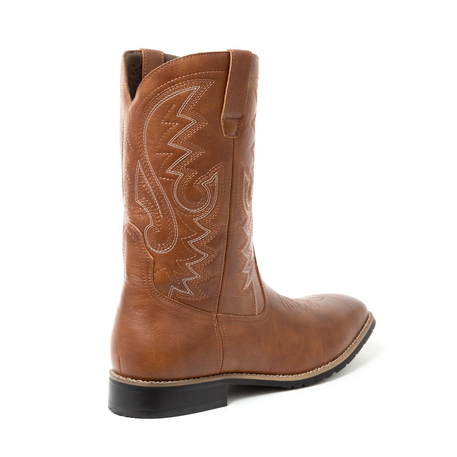 Brown Men’s Cowboy Western Embroidered Square Toe Boots