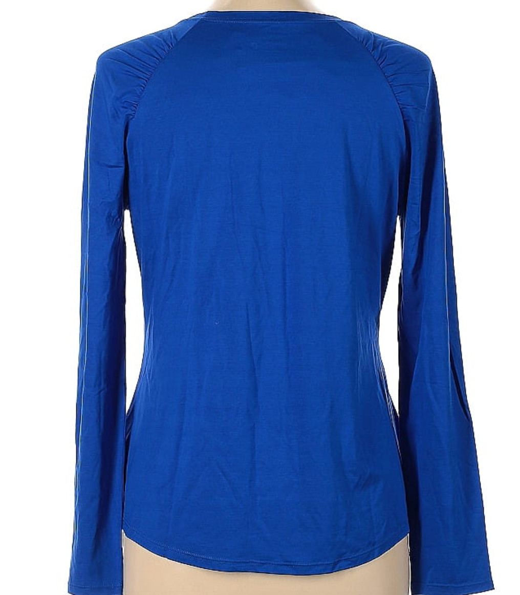 NWT LILLY PULITZER SIZE LARGE LUXLETIC LIZBETH TEE *IKAT BLUE* UPF 50+
