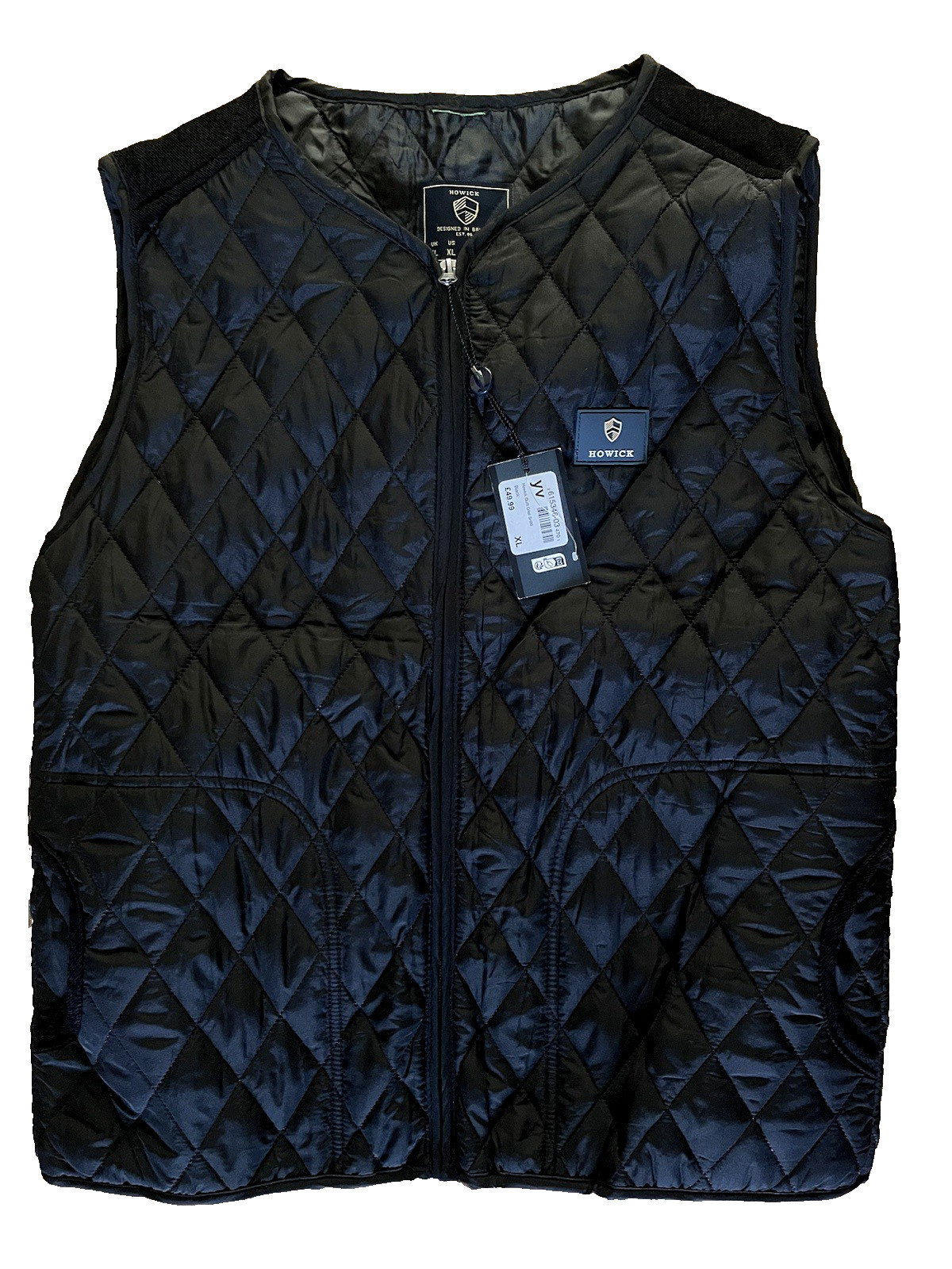 MENS HOWICK BLACK DIAMOND QUILTED GILET VEST BODYWARMER SIZE XL WALKING/OUTDOORS
