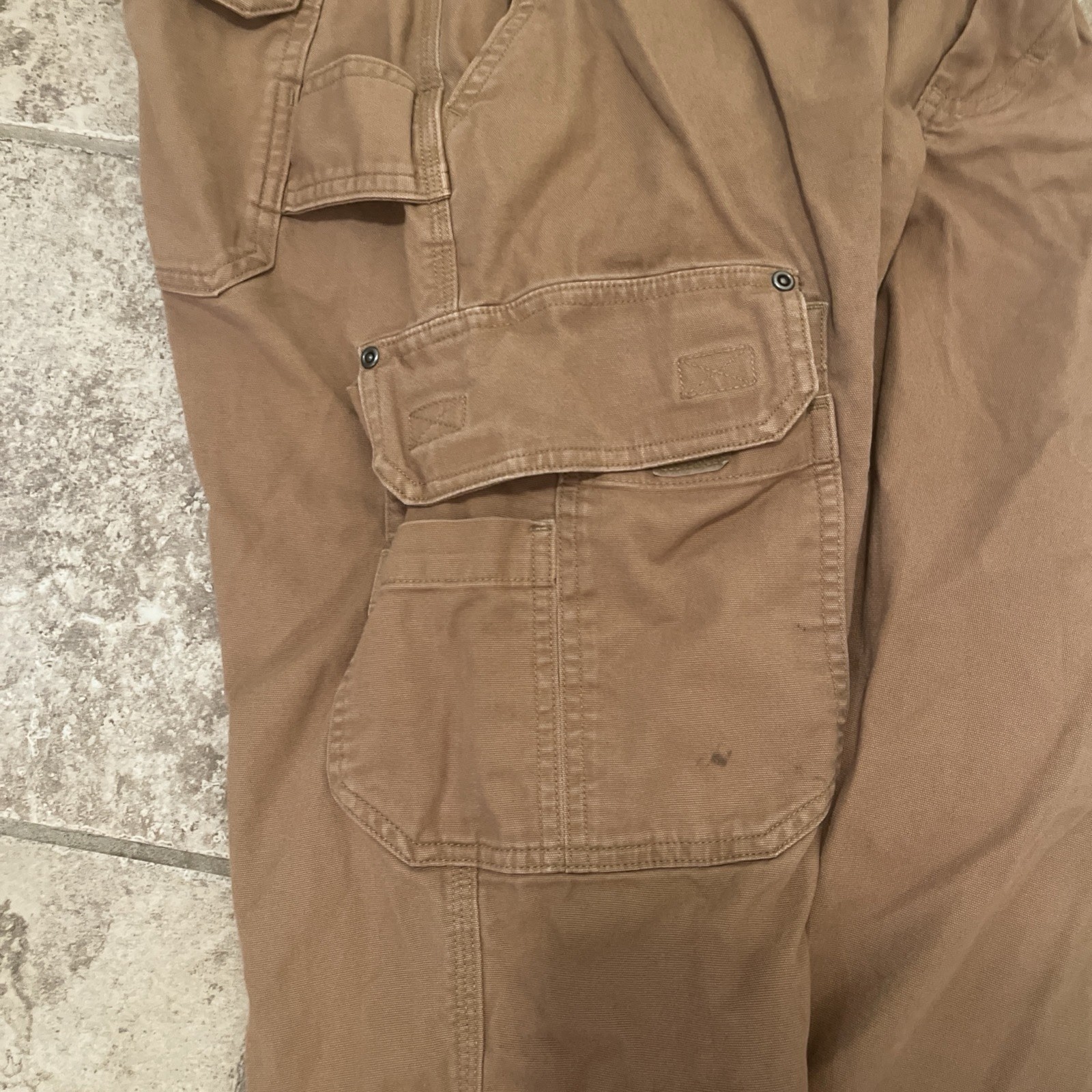 Duluth Trading Pants Flex Fire Hose Mens 37×30 Ultimate Cargo Brown Six Pocket