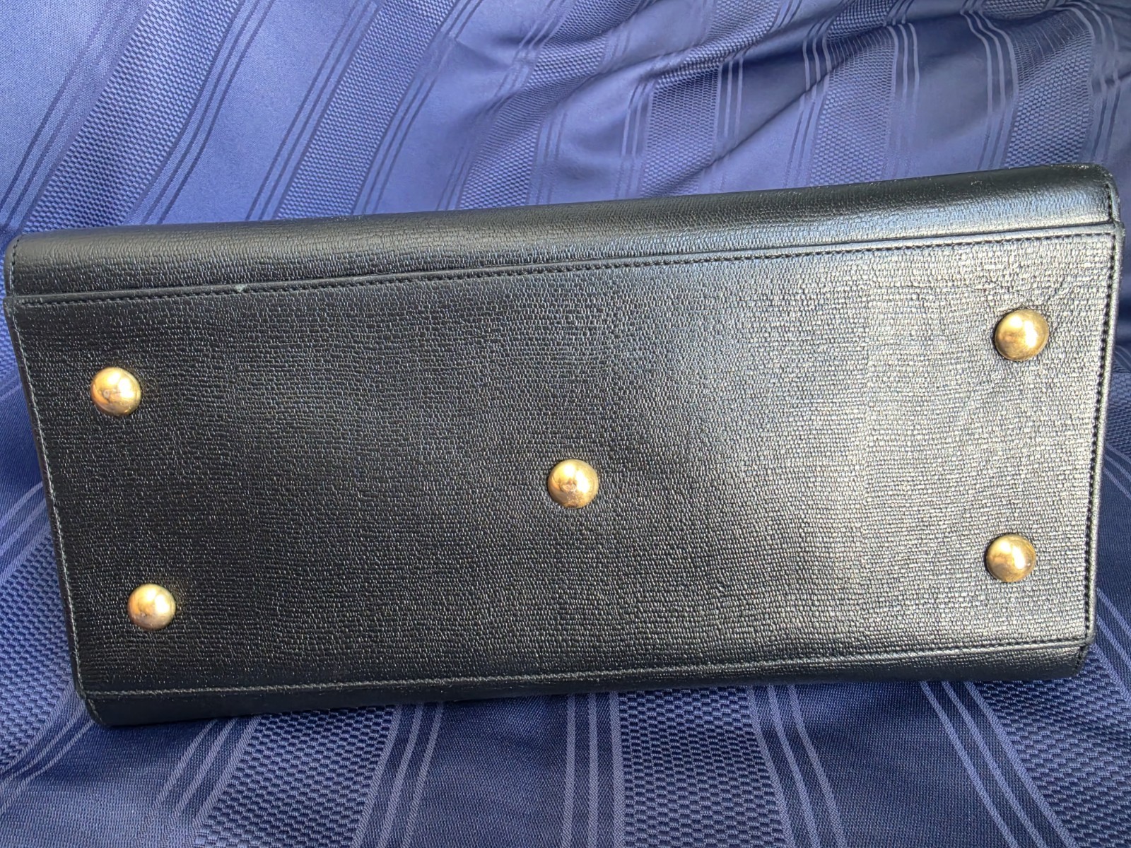 Saint Laurent Cabas Y Black Satchel Top Handle Detachable Strap Gold HW