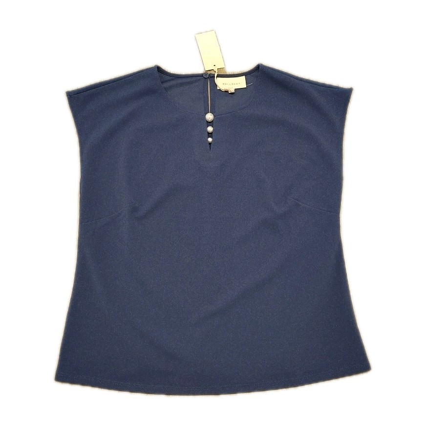 Melloday Blouse Woman’s Size Medium Stretch Purple Blueish Cap Sleeve Pullover