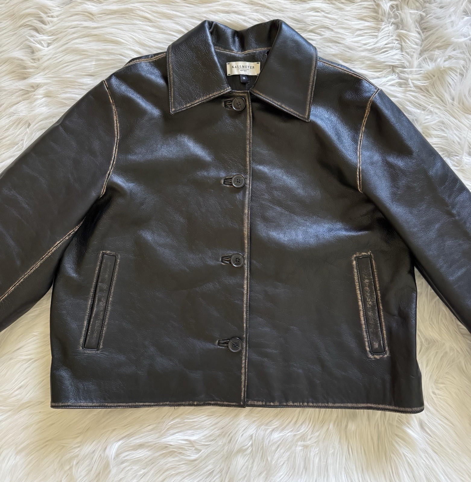 Kallmeyer Remi Cropped Jacket Leather Black Distressed Medium