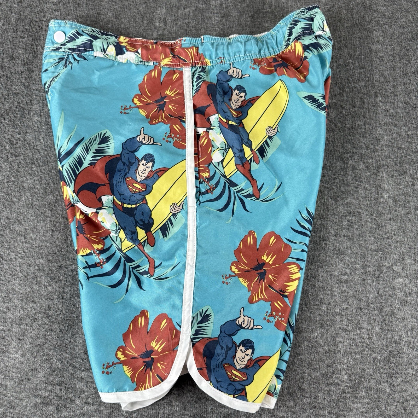 Superman DC Comics Mens Board Shorts Swim Trunks Hawaiian Surf Blue Size S
