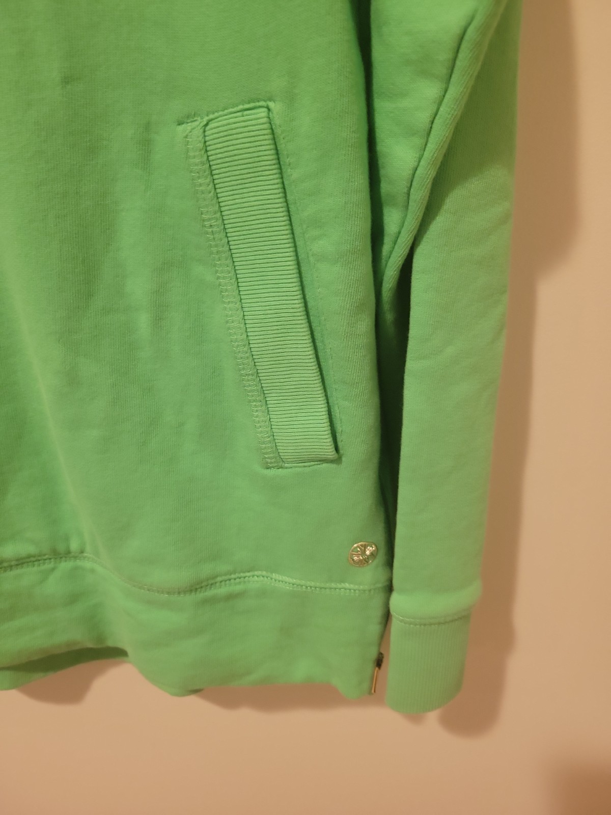 Lilly Pulitzer Luxletic Beach Comber Pullover Terry Sweatshirt Zip Side Green S