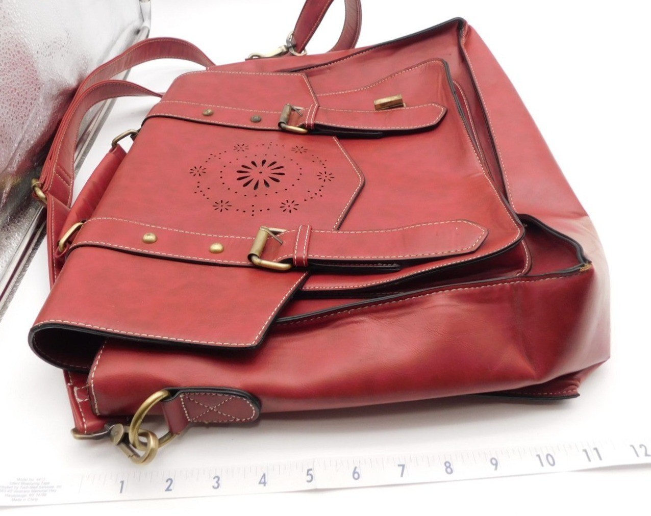 EcoSusi Professor Laptop Bag Satchel Briefcase Red Vegan Leather Crossbody