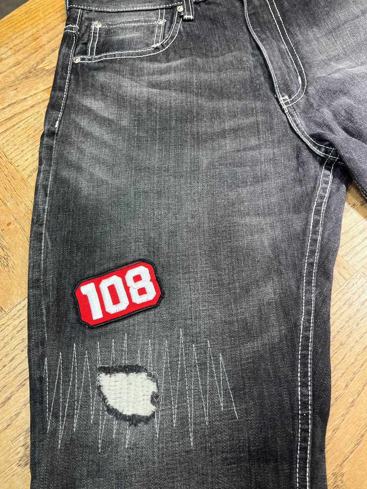 Sexy Diamond Selvedge Denim Vintage 30 x 32 Japanese Street Wear Patches