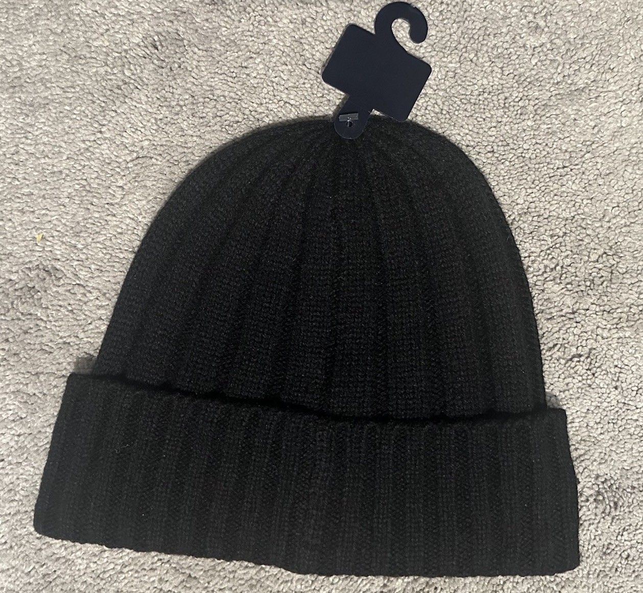 Polo Ralph Lauren Ribbed Cuff Beanie One Size Black Wool Blend Pony Logo Preppy