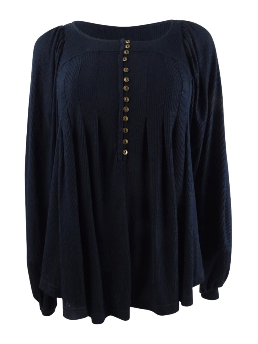 Free People Women’s Devin Ribbed Knit Top (XS, Black)