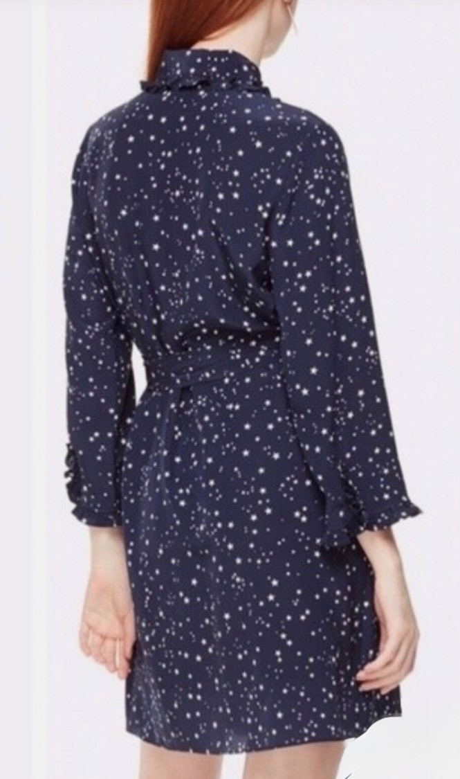 Kate Spade Star Bright Night Sky Silk Shirtdress SZ Medium With Belt NWOT