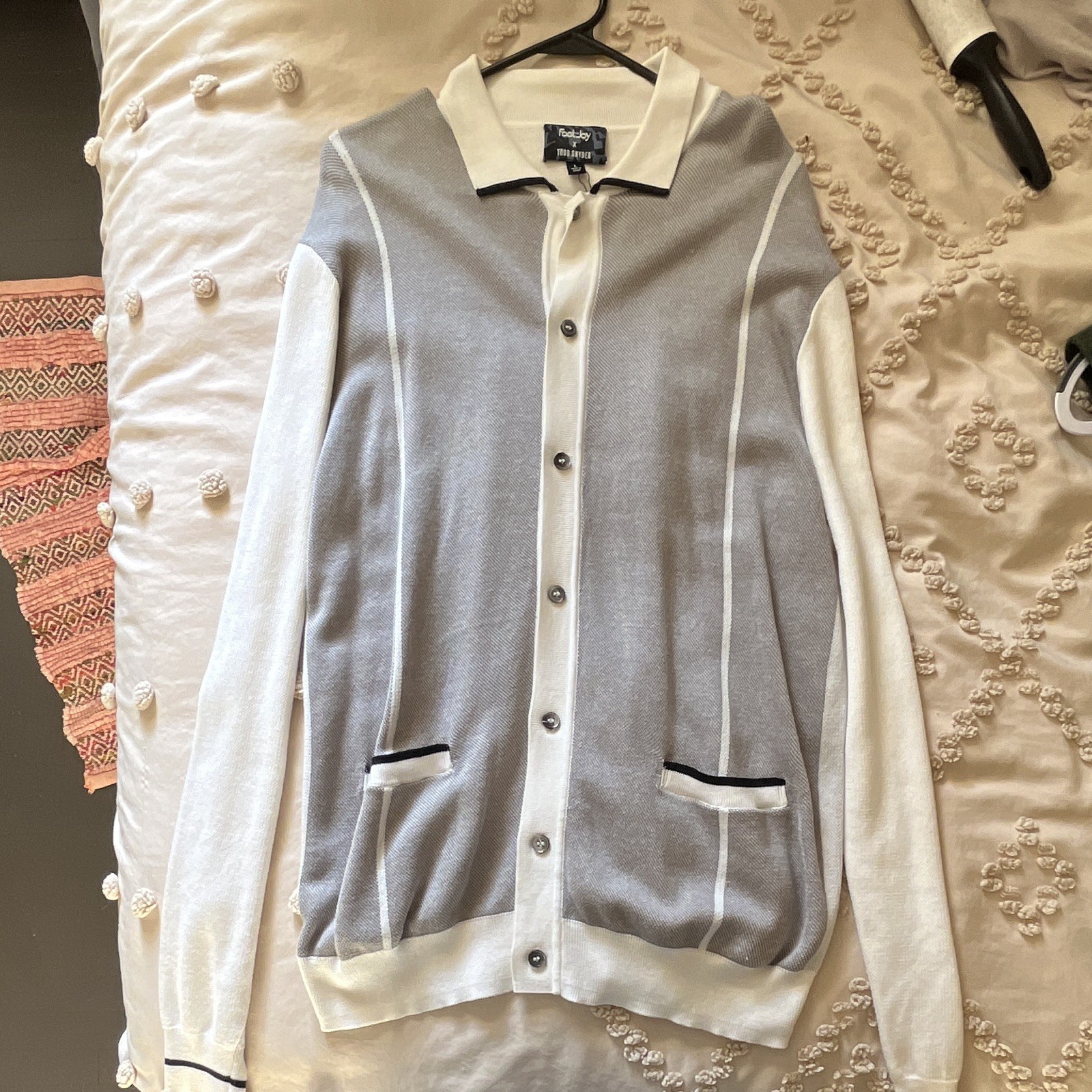 FootJoy x Todd Snyder Men’s Colorblock Button-Front Collared Cardigan L