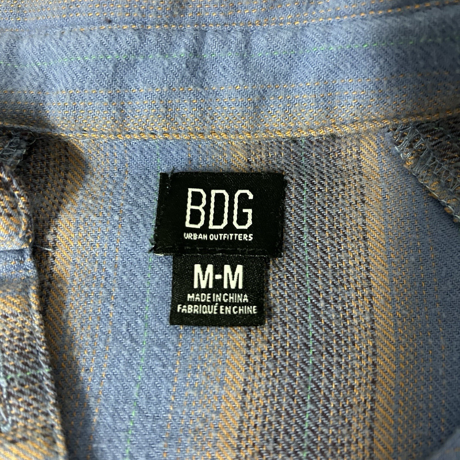 BDG Urban Outfitters Brendan Flannel Shirt Womens M Blue Tan Stripe Oversized