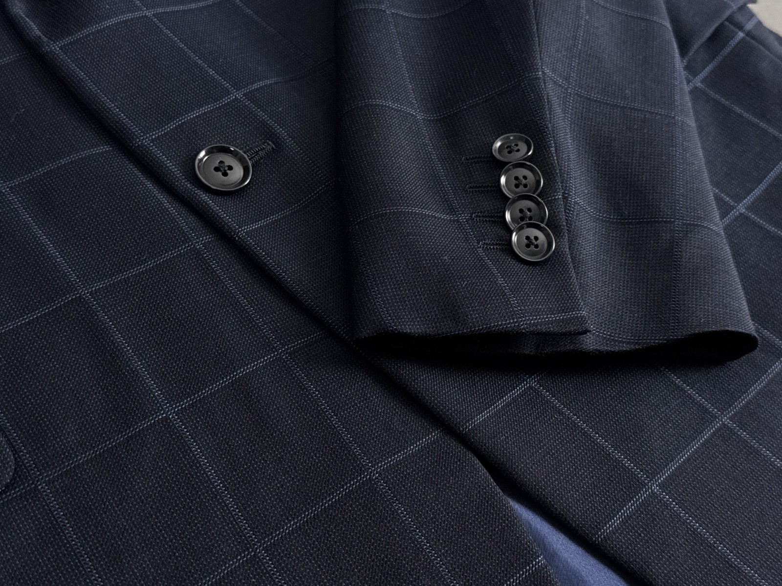 Pal Zileri Made in Italy Navy Windowpane Blazer EU-52R Drop 8 100% Wool Jacket